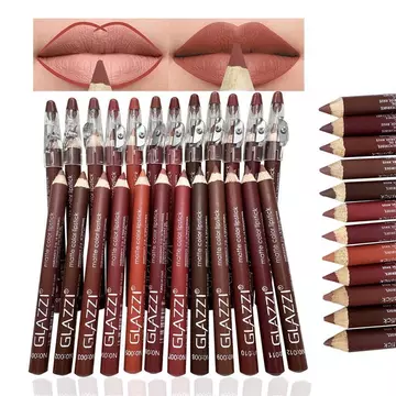 chì kẻ viền môi Phong Cách Mới 12 Màu Matte Lip Liner Matte Chống Dính Cốc Son Môi Bút Móc Dòng Son Bút Chì Trang Điểm