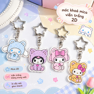 4Pcs Sanrio Cute Kawaii Cartoon Kuromi My Melody Dark Wind Acrylic Bag Pendant Couple Keychain Acrylic Pendant