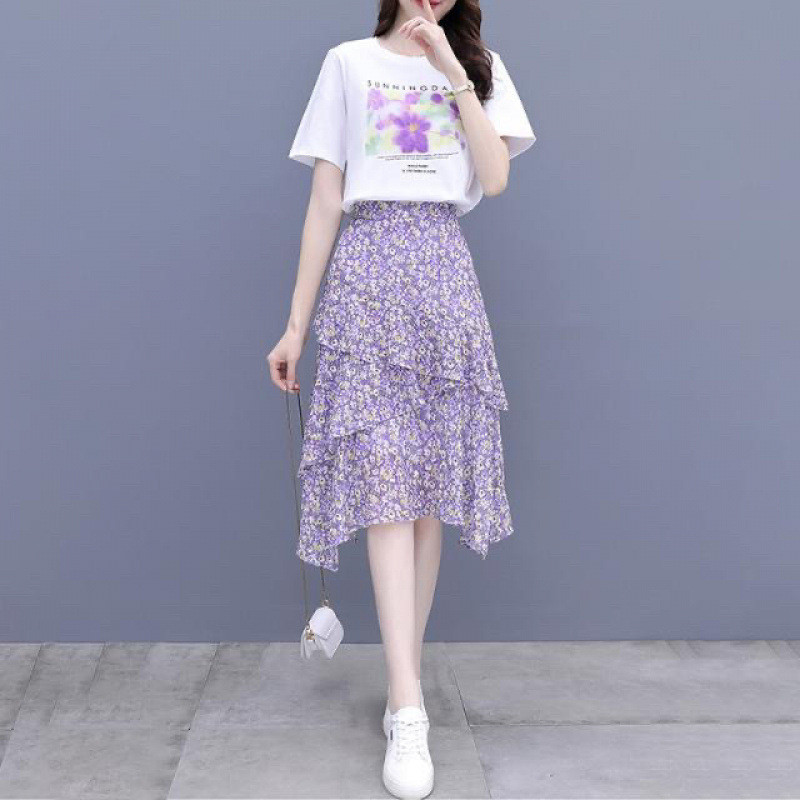 Đầm voan hoa nhí dáng suông/bộ hai mảnh dành cho nữ, phong cách Pháp ngọt ngào mùa hè, giúp thon gọn vóc dáng.