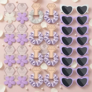 Bộ Kính Mát Có Kẹp Tóc Kính Mát Trái Tim Hình Hoa Với Scrunchies Bộ Quà Tặng Kèm Kẹp Tóc Satin Phụ Kiện Playful
