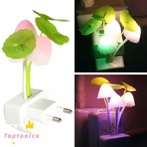 TOPTOOLCX Đèn ngủ nhỏ đầy màu sắc độc đáo Lá sen Cỏ nước US EU Cắm hình tam giác nấm Ánh sáng thủ công cho phích cắm EU của Mỹ