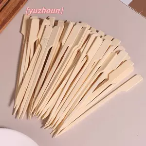 100 Cái 12CM Tre BBQ Xiên Hamburger Trang Trí Tre Sti Dùng Một Lần Thịt Nướng Nĩa Tiệc Đuôi Buffet Thịt Dụng Cụ Trái Cây