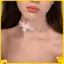 Bướm Trắng Ngọc Trai Choker Nelace Cho Nữ Ngọt Ngào Giả Ngọc Trai Xương Đòn Dây Xích Ne Nelace Cưới Trang Sức Quà Tặng