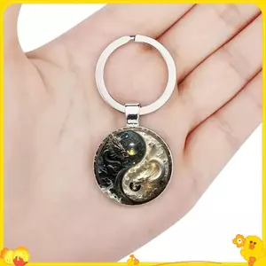 Móc Khóa Rồng Âm Dương - Mặt Dây Chuyền Hợp Kim Thời Trang Và Thiết Kế Rồng Trắng, Hoàn Hảo Cho Túi Xách, Bapas Và Quà Tặng Độc Đáo