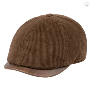 Unisex Retro Corduroy Newsboy Mũ có vành da đã giặt cho mùa thu đông