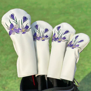 Hoa Tím Câu Lạc Bộ GOLF Vỏ Bảo Vệ Thiết Kế Thêu Chất Liệu Chống Thấm Nước PU Hood Cover GOLF No. 1 Vỏ Gỗ