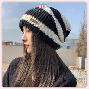 JRP Mùa Đông Ấm Áp Mũ Dành Cho Nữ Thường Ngày Staing Dệt Kim Bonnet Mũ Nam Mũ Sọc Hip Hop Unisex Nữ Beanies JRP