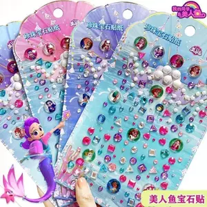 Nhãn Dán Cá Tính Miếng Dán Trang Trí Đồ Chơi Phần Thưởng Bạn Cùng Lớp Của Tôi Là Nàng Tiên Cá Ngọc Trai Đá Quý Miếng Dán Pha Lê Kim Cương Trẻ Em Bé Gái Phần Thưởng Miếng Dán Đồ Chơi