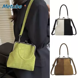 Túi đeo vai thiết kế METUBE, Túi xách nữ phong cách cổ điển đa năng, Túi đeo chéo nữ màu xanh hải quân thời trang