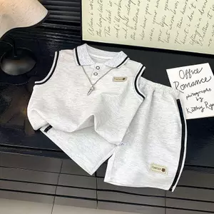 Trẻ em (90-160) Áo ngắn tay + Quần Short mặc ngoài trời thông thường Bộ đồ hai mảnh đẹp trai
