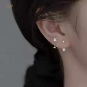 PNPIA- 1 Cặp Ngôi Sao Tai Bông Tai Pha Lê Vít Bông Tai Thời Trang Đơn Giản Ngôi Sao Đinh Bông Tai Nữ Trang Sức