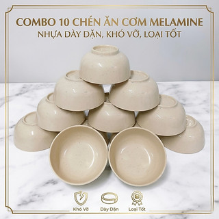 Combo 10 Chén Nhựa Melamine Màu Đen Nhám – Sang Trọng, Bền Đẹp – Trường An VN