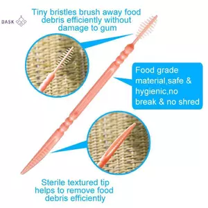 100 Cái / hộp Hương Vị Trái Cây Răng Hai Đầu Dùng Một Lần Bàn Chải Inter Đánh Răng Đầu Đánh Răng Vệ Sinh Răng Miệng Sạch Sẽ
