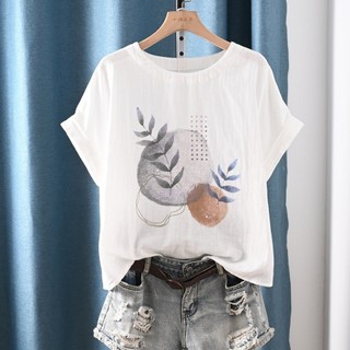 [Hàng có sẵn] Áo sơ mi nữ 100% cotton chất lượng cao Áo thun cotton in hình hoạt hình kỹ thuật số