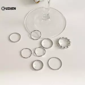 KUZHEN Nhẫn Bộ Oril Thiết Kế Tròn Vàng Rỗng Hình Học Nhẫn Nữ Thời Trang Xoắn Vòng Khớp Nữ Trang Sức Punk HOT