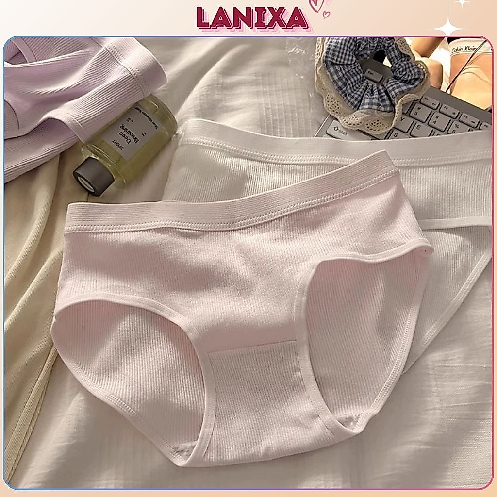 Quần lót nữ cotton gân tăm dày dặn kiểu dáng basic cạp vừa bo chun co giãn thoải mái LANIXA L2416