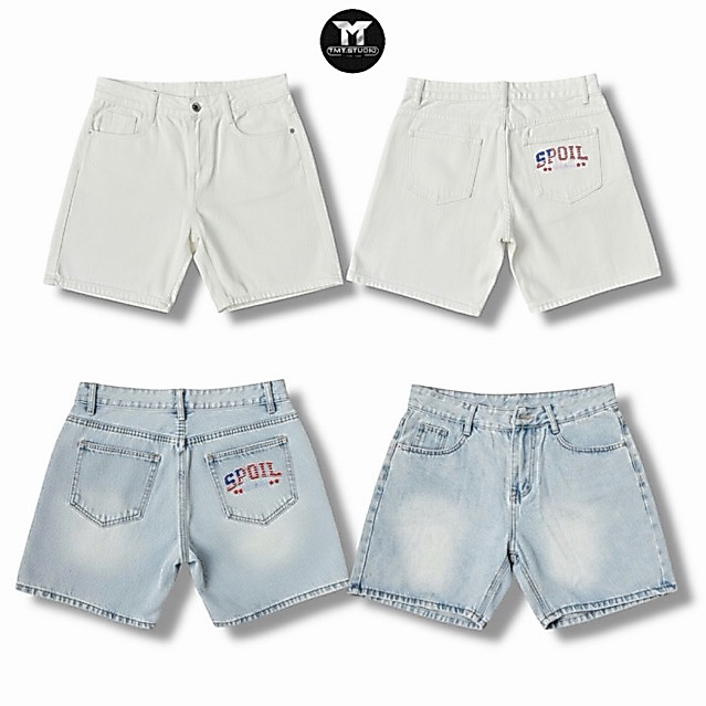 QUẦN SHORT THÊU CHỮ “SPOIL” - FORM TRÊN GỐI, JEAN COTTON, MỀM DÀY DẶN, LOCAL BRAND TMT.STU. | TMTD02