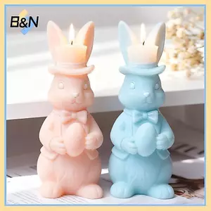 B & N 3D N Thắt N Thỏ Nến Phục Sinh Khuôn Silicon Handmade Hương Thơm Thạch Cao Khuôn Nhựa Hoạt Hình Hình Thỏ Làm Nến Đồ Dùng.