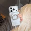 Vỏ cứng trong suốt Tương thích với iPhone 15 15Pro 15ProMax 16 16Pro 16ProMax 17 17Pro 17ProMax Vỏ nam châm họa tiết ngôi sao bạc