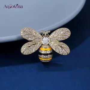 AqToCna Thời Trang Kim Cương Giả Ong Men Trâm Cài Nữ Quần Áo Trang Sức Dự Tiệc Phụ Kiện AqToCna