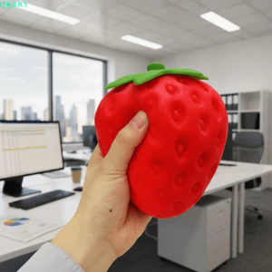 Đồ chơi bóp dâu tây QEARY, Quả bóng trái cây Dâu tây Đồ chơi phục hồi chậm, Âm nhạc Pinch Dễ thương Phục hồi chậm TPR Đồ chơi bóp trái cây Đồ chơi trẻ em