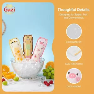 20 Chiếc Hoạt Hình Dễ Thương DIY Ice Popsicle Túi Chống Rò Rỉ Tự Niêm Phong Túi Dùng Một Lần Cho Đồ Dùng Tiệc Đi Biển Lolly Tự Làm [VN]