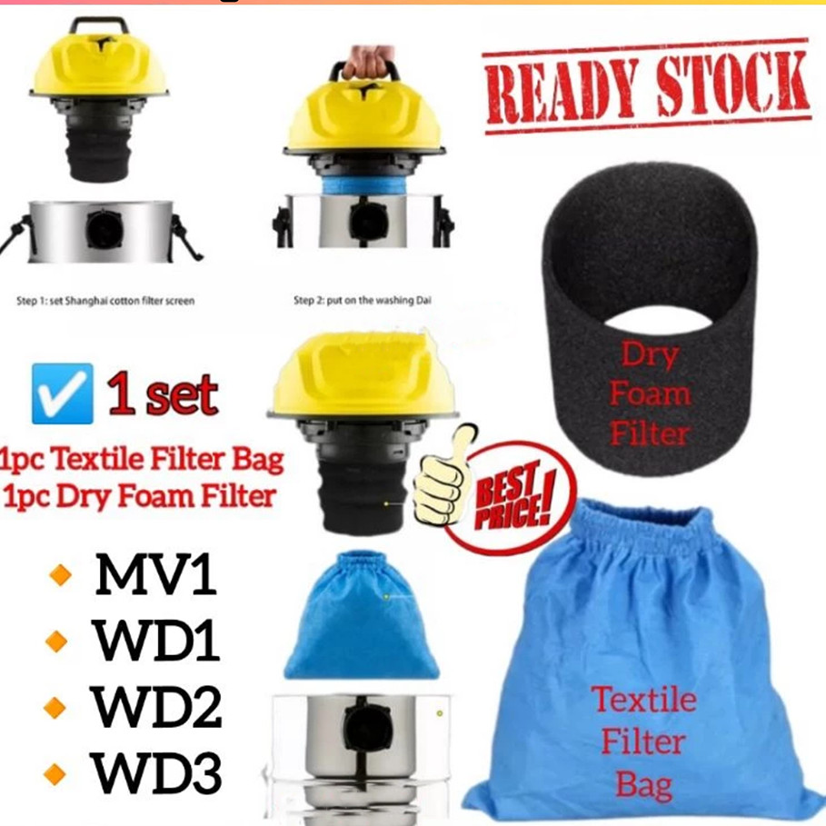 Thay Thế Cho Máy Hút Bụi Karcher Túi Lọc Bọt Lọc Bụi Túi MV1 WD1 WD1S WD2 MV2 WD3 MV3 NT30 NT30 / 1 NT38