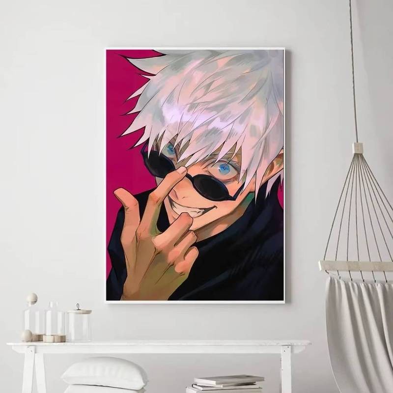 Gojo Satoru Jujutsu Kaisen retro poster In Nhà Nghệ Thuật Tranh canvas Phòng Tắm Nhà Bếp Thanh Treo Tường