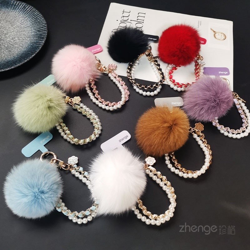 Mua sắm sản phẩm mới!!!Điện Thoại Di Động Dây Ngọc Trai Da Thẻ Dây Xích Nữ Phong Cách Chanel Mặt Dây Chuyền Tóc Bóng Cổ Tay Ngắn Mặt Dây Chuyền Chống Mất Túi Xách Treo Vòng Tay Đa Năng