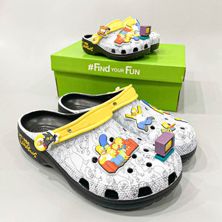 Dép sục classic Dinas Simpsons nam nữ và trẻ em cao cấp, Sục simpsons tặng kèm set jibbitz trang trí, sục màu trắng đen