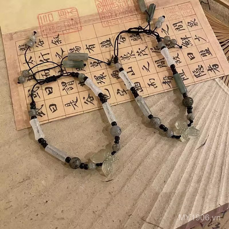 Vòng tay phong cách Trung Hoa với bướm đính hạt, dây bện mềm mại, trang sức thanh lịch cho bạn gái