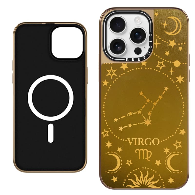 Xử Nữ KEEPGOLO X Matte Gold Bright Finished Electroplated Frame Vỏ IPhone Hút Từ Tính IPhone 16 / 15 / 14 / 13 Pro Max Plus Ốp Lưng Có Hộp Khắc Logo