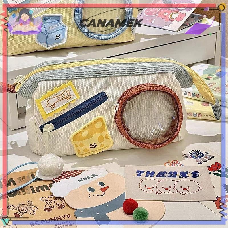 CANAMEK Đáng Yêu Dung Tích Lớn Burger Hộp Đựng Bút Chì Nhiều Lớp Sinh Viên Phong Cách Nhật Bản Cao Thẩm Mỹ Giá Trị Văn Phòng Phẩm Đa Năng CSF