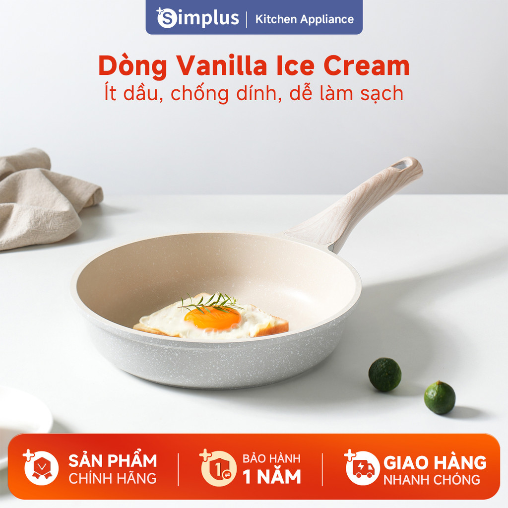 Simplus×INSSA Chảo vân đá chống dính - Chảo 24cm, chiên 2 trong 1, dùng ...