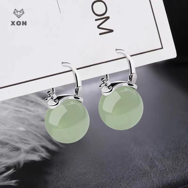 Bông tai hạt ngọc bích cổ điển, nhẹ nhàng - Trang sức thời trang cho nữ