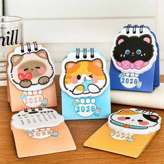 Công cụ lập kế hoạch lịch trình MKYCO, Phim hoạt hình mèo di động 2026 Lịch để bàn, Lịch trình cuộn dây Mini dễ thương Dấu lịch Đồ trang trí Phụ kiện bàn làm việc văn phòng