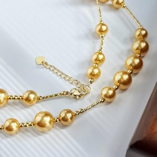 [ DAISYN ] N1021 vòng cổ ngọc trai màu vàng tươi , dây chuyền ngọc trai nhân tạo , chuỗi hạt ngọc