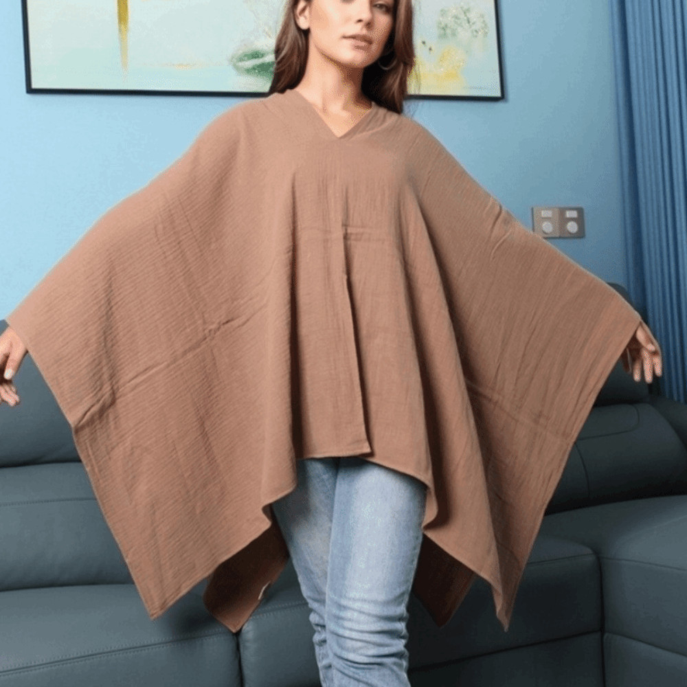 FUHUIOT Cho Mẹ Điều Dưỡng, Quần Áo Cho Ăn 2 Trong 1 Màu Trơn, Chăn Cotton Mềm Mại Đa Năng Thoáng Khí Ngoài Trời