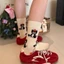 Phụ nữ hoạt hình dễ thương bánh mì đậu phộng mèo đen chim cánh cụt cotton vớ phù hợp cho mùa thu đông