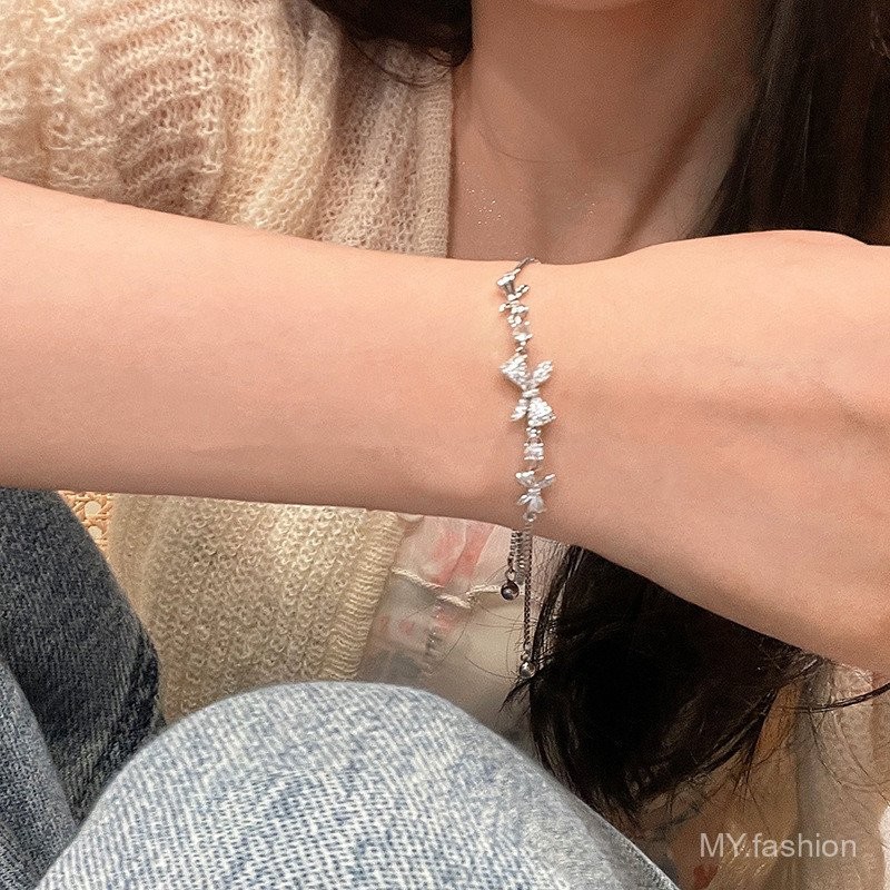 Nhẹ Sang Trọng Cung Zircon Kéo Vòng Tay Bé Gái Mùa Hè, ins Niche Thiết Kế Cảm Giác Cao Cấp 2025 Phong Cách Mới Trang Sức