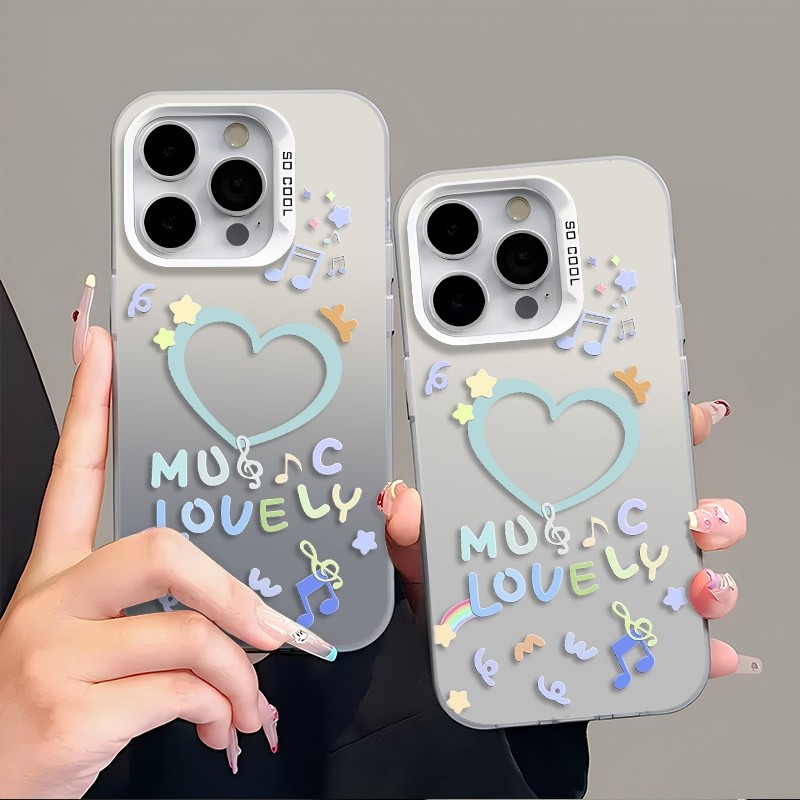 Ốp Lưng iPhone Hình Trái Tim Âm Nhạc Dịu Dàng - Tương Thích 16/15/14/13/12/11 Pro Max, XS Max, X