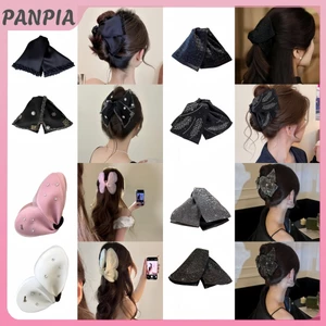 PNPIA- Thời Trang Kim Cương Giả Tính Khí Sáng Bóng Móng Vuốt Tóc Vải Tam Giác Kẹp Tóc