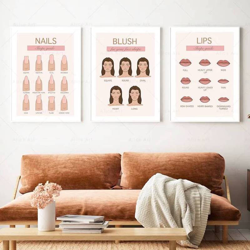 Thời Trang Móng Tay Tay Làm Móng Tay Blush Môi Poster Làm Đẹp Trang Điểm Treo Tường Nghệ Thuật Canvas Tranh In Hình Ảnh Thẩm Mỹ Viện Trang Trí Phòng