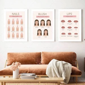 Thời Trang Móng Tay Tay Làm Móng Tay Blush Môi Poster Làm Đẹp Trang Điểm Treo Tường Nghệ Thuật Canvas Tranh In Hình Ảnh Thẩm Mỹ Viện Trang Trí Phòng