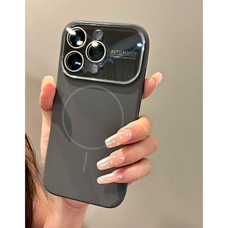 Ốp điện thoại cửa sổ lớn từ tính bằng silicon lỏng sang trọng cho iPhone17 16 15 14 13 12 11 Pro Max Bảo vệ Camera chống sốc Ốp lưng cứng chống rơi