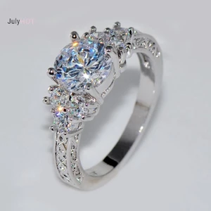 Nhẫn đính hôn bạc Zircon màu trắng, phù hợp cho đám cưới và kỷ niệm