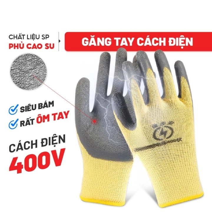 Găng tay cách điện cao áp, cấp chịu áp 400V-1000V, an toàn đáng tin cậy