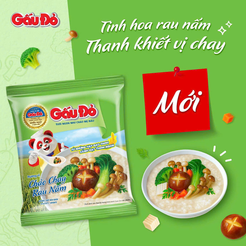 Cháo Chay Rau Nấm Gấu Đỏ [ Thùng 50 gói ] | Shopee Việt Nam