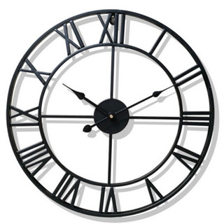 Mới 80 cm Hiện Đại 3D Lớn Retro Đen Sắt Nghệ Thuật Rỗng Đồng Hồ Treo Tường Số La Mã Trang Trí Nhà