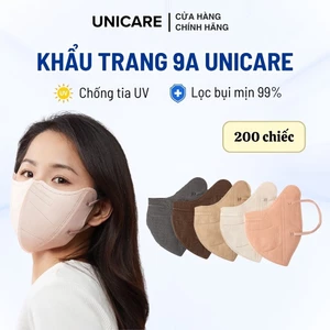 Khẩu trang 9A Unicare combo 200 chiếc, khẩu trang 5 lớp kháng khuẩn lọc bụi và chống nắng hiệu quả, bảo vệ toàn diện